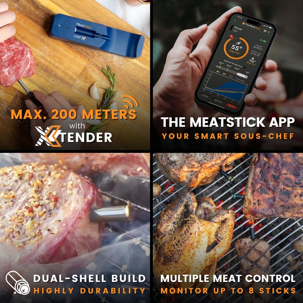 MeatStick Chef X Set | The Smallest Wireless Meat Thermometer with Quad Sensors